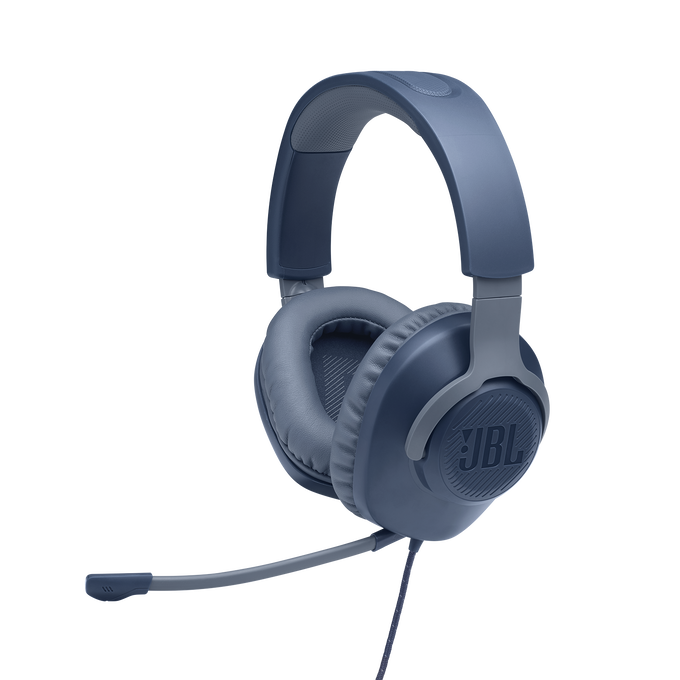 JBL Quantum 100 - Blue - Wired over-ear gaming headset with flip-up mic - Detailshot 1 image number null